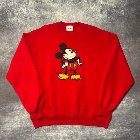 Disney Other - Vintage Mickey Mouse Red Crewneck Sweatshirt Men's XL‎ Made In USA